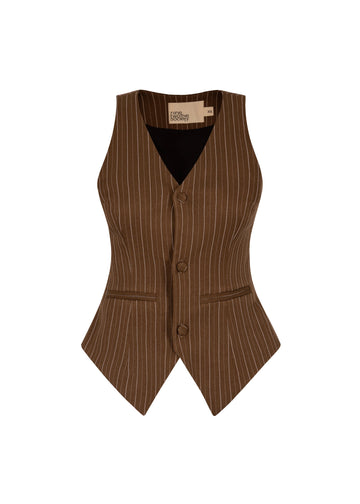 Brown Pinstripe Vest