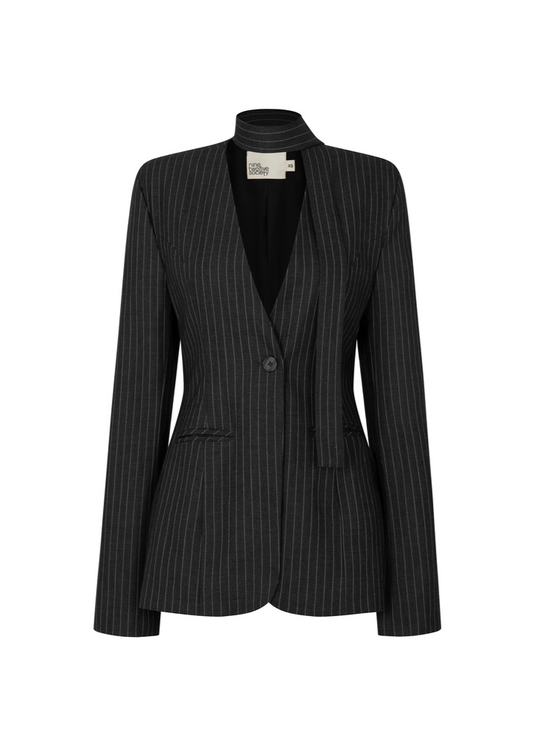 Signature Grey Pinstriped Blazer