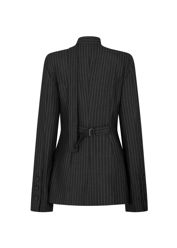 Signature Grey Pinstriped Blazer