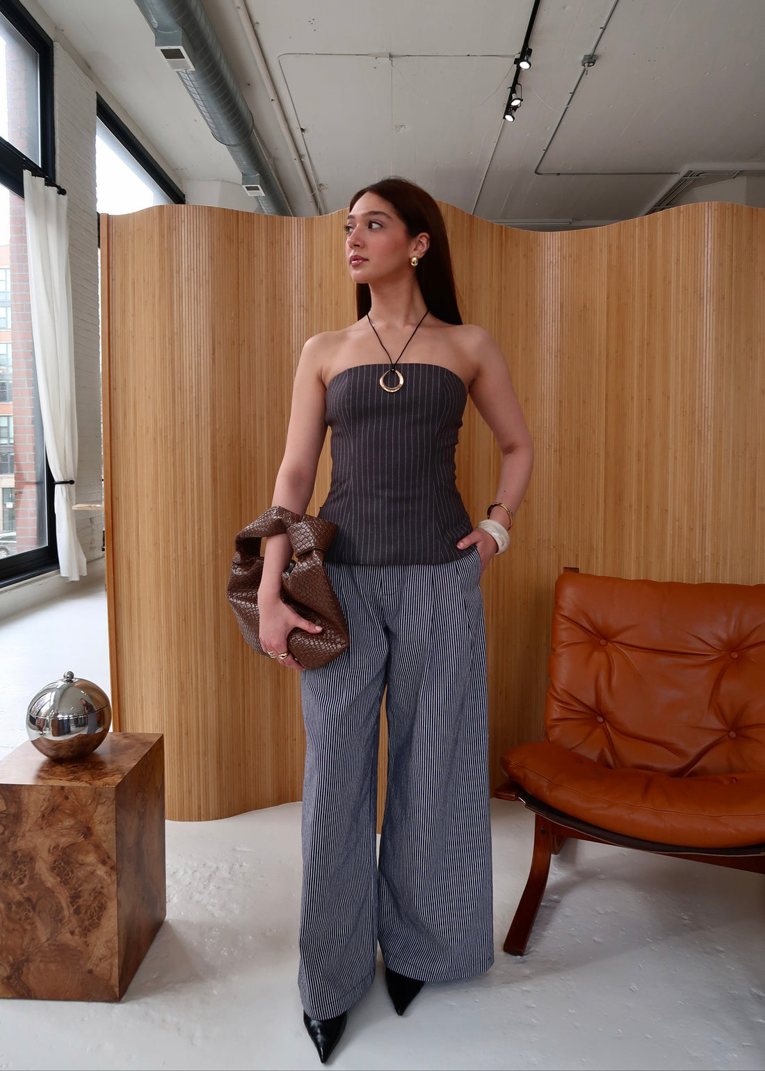 Wide Leg Kaki Trousers