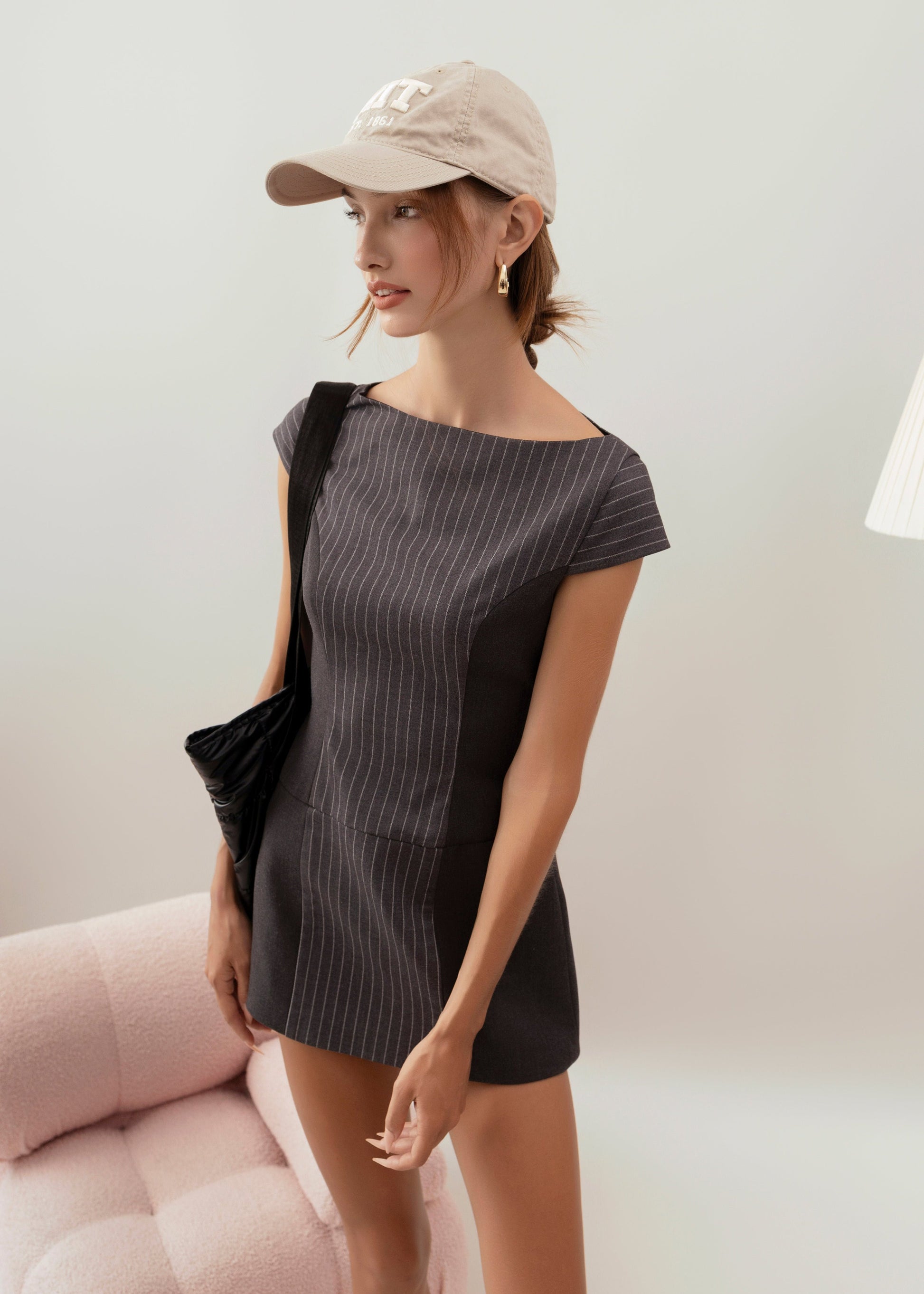 Grey Pinstripe Mini Dress Ninetwofive Society Grey Pinstripe Mini Dress Ninetwofive Society