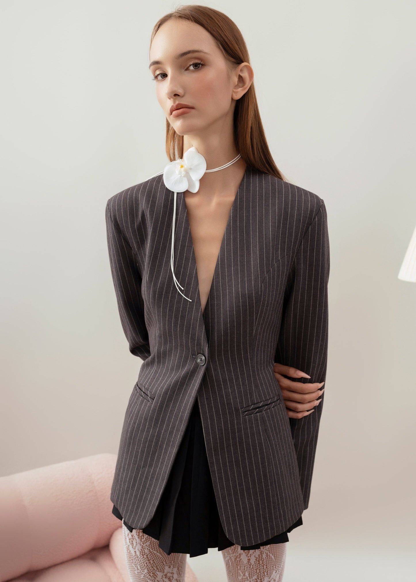 Signature Grey Pinstriped Blazer